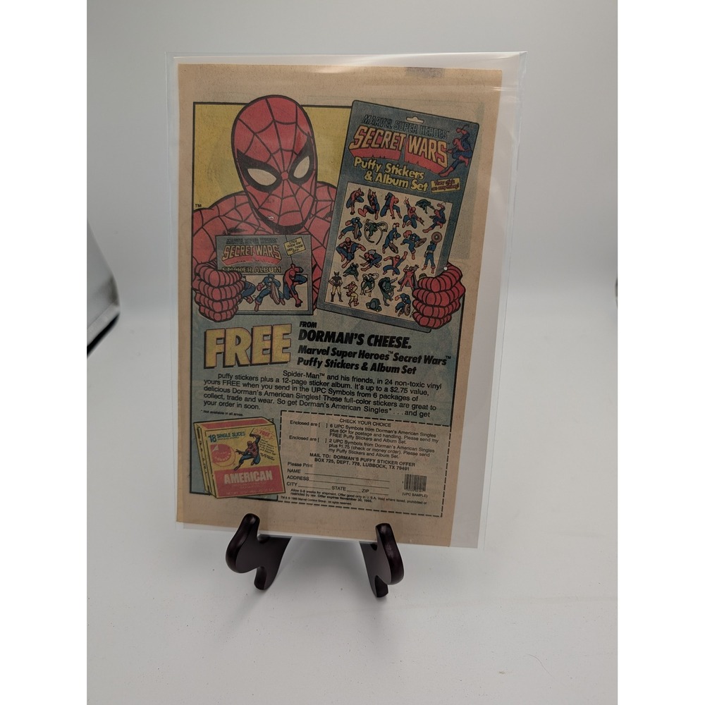 Vintage Printed Advert 1984 Marvel Secret Wars Spider-Man Dorman's  Ephemera